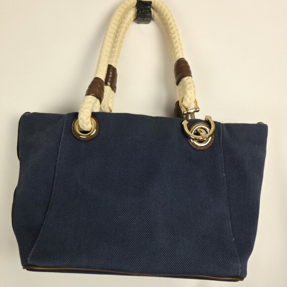 Michael Kors Marina Bicolor Canvas Tote Bag in navy blue w/ Rope Handle 💙✨ - Picture 3 of 16